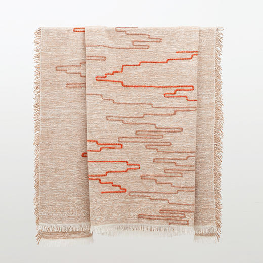 西藏手工捻纱氆氇艺术浮线披毯  SJF97P816A 商品图1