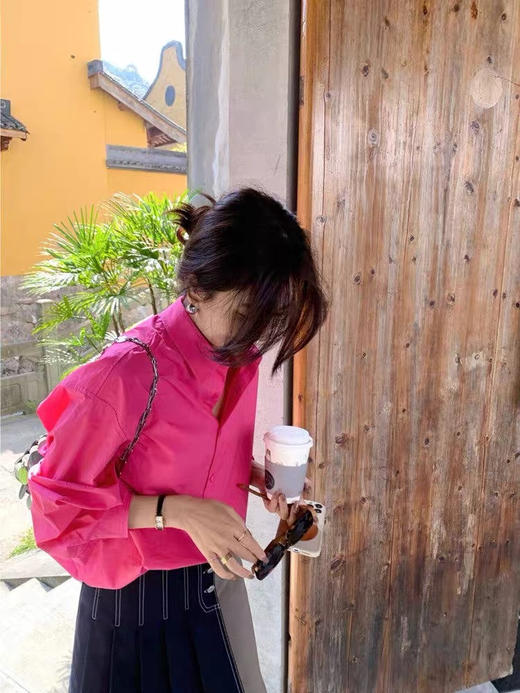 直接白三个度人间富贵粉纯棉衬衫 商品图13