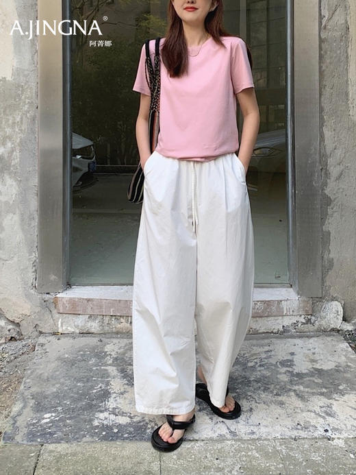 【空气直筒】阿菁娜春季新款空气直筒神裤长直筒双褶设计立体有型遮肉显腿直F31C210035 商品图2