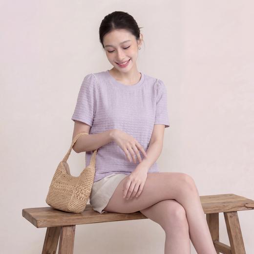 奢姿大码女装2026夏季减龄钉珠织带圆领T恤胖妹妹肌理感时尚上衣9962172135 商品图2