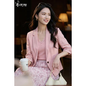 米思阳2026夏季新款轻职通勤风 亚麻七分袖西服 含垫肩 西装外套1182