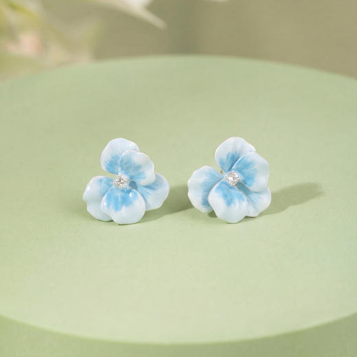 三彩2026新款立体蝴蝶兰花朵滴釉画漆耳钉S925银针多巴胺度假 商品图2