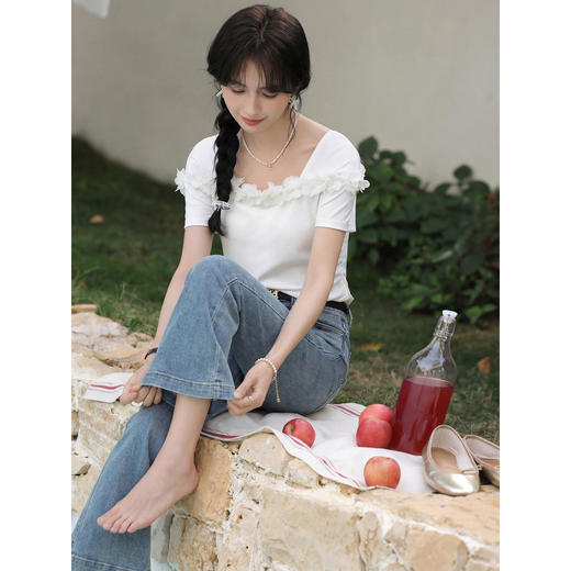 鹿向南【0405/20:00新品】蓝色微喇牛仔裤 商品图2