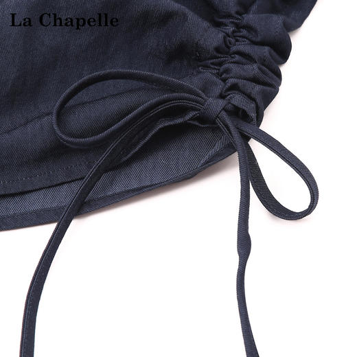 天猫同步【垂坠~免熨烫】拉夏贝尔/La Chapelle气质时尚V领排扣两侧系带设计仿牛仔长袖衬衫舒适上衣女 商品图2
