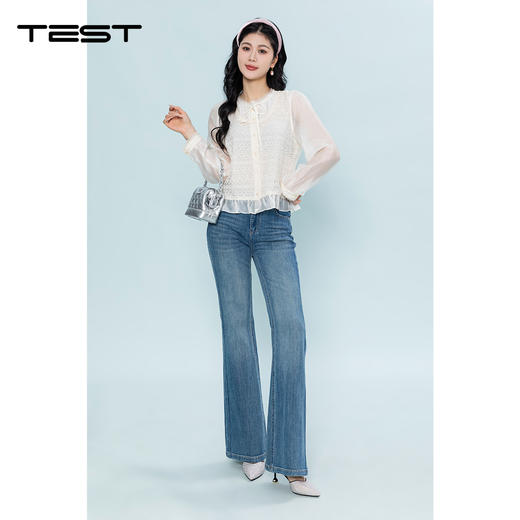 夏上新木耳边系带荷叶边减龄温柔风蕾丝小衫1262017 商品图1