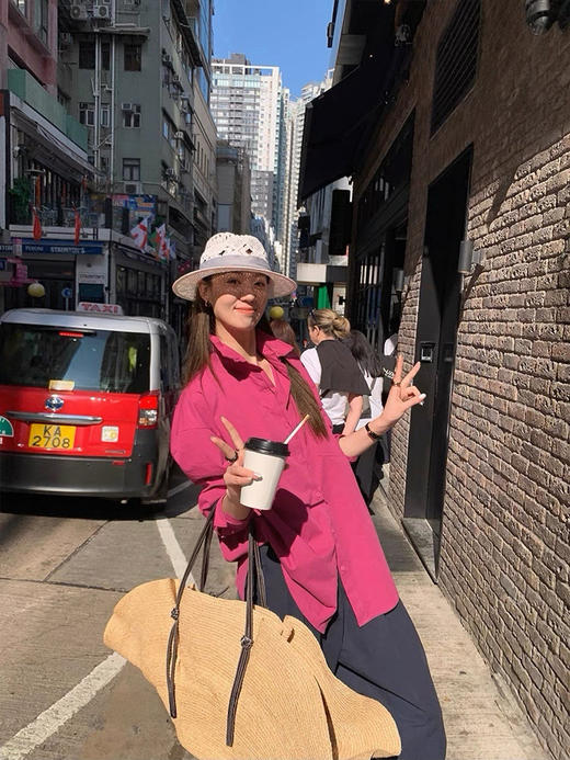 直接白三个度人间富贵粉纯棉衬衫 商品图9