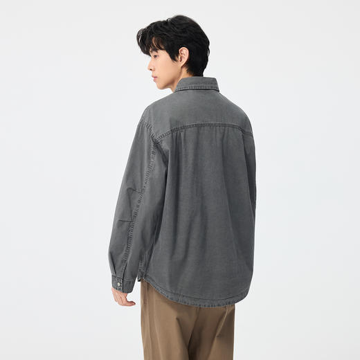 gxgjeans男装【棉100%】男士翻领夹克2026春款按扣时尚百搭衬衫外套男K&C 商品图6