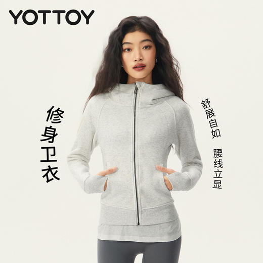 YOTTOY修身卫衣女瑜伽外套瑜伽服健身运动骑行上衣收腰显瘦春款 商品图0
