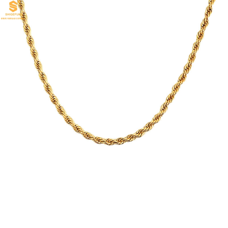 【香港周六福黄金钻石首饰】K金古法扭绳项链 约4.1克