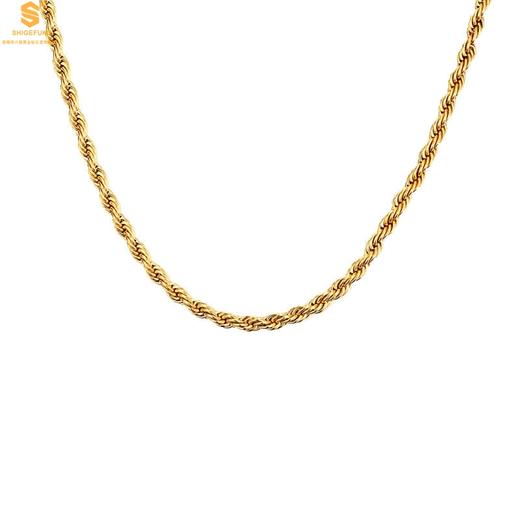 【香港周六福黄金钻石首饰】K金古法扭绳项链 商品图0