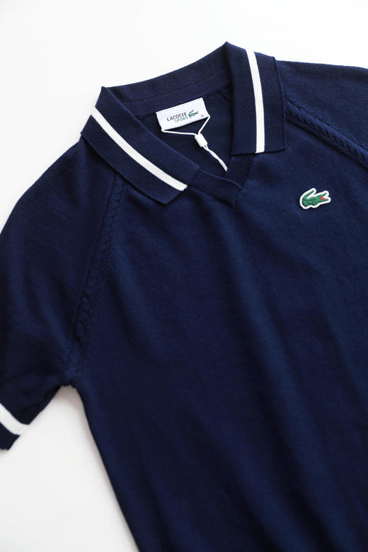 高尔夫针织衫，胸口小标工艺。刺绣设计条纹翻领气质PoloE040288 商品图4