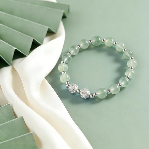 【宏艺珠宝】青岫衔光·足银葡萄石手串 商品图3