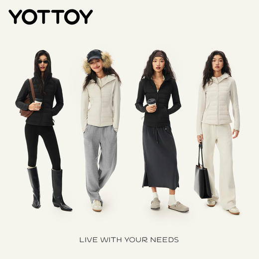 YOTTOY 90白鹅绒小排骨羽绒服女修身防泼水轻薄保暖外套连帽冬季 商品图4
