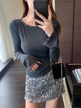 YAW3422亮片显瘦打底衫