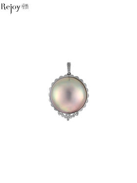 【日本溯源之旅】18k金银蓝马贝珍珠钻石吊坠 吊坠尺寸:约18*25mm钻石分数:0.04ct（展会产品拍下后不支持7天无理由退换货）