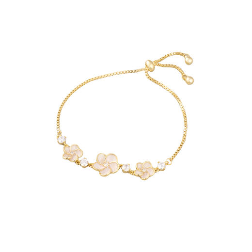 三彩2026新款浅粉滴釉立体花朵手链甜美轻法式温柔氛围感约会小众 商品图3