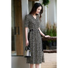 漫步塞纳河~法式浪漫真丝裙 米思阳2026夏季新款复古千鸟格系带V领100%桑蚕丝真丝连衣裙 商品缩略图0