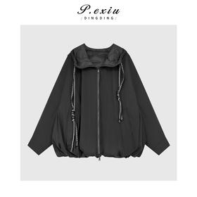 04-2潘依绣丁丁宠粉进口白鸭绒韩系廓形抽绳连帽羽绒服外套 Q90177