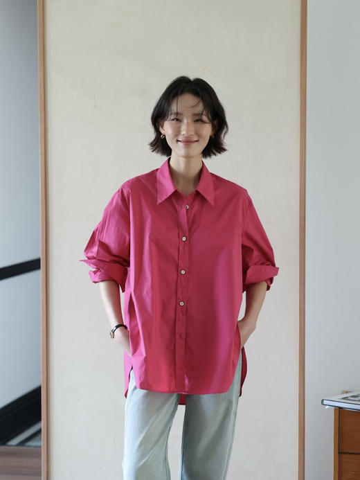 直接白三个度人间富贵粉纯棉衬衫 商品图7