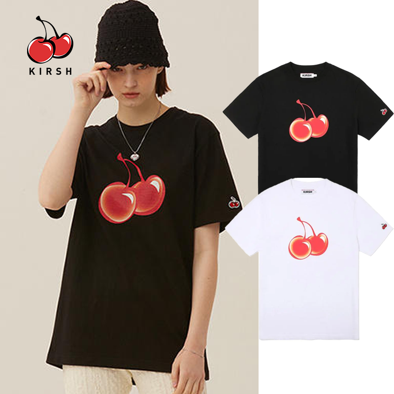 kirsh大樱桃季邢恩同款经典款印花短袖T恤少女宽松渐变樱桃FKQMCTR500M