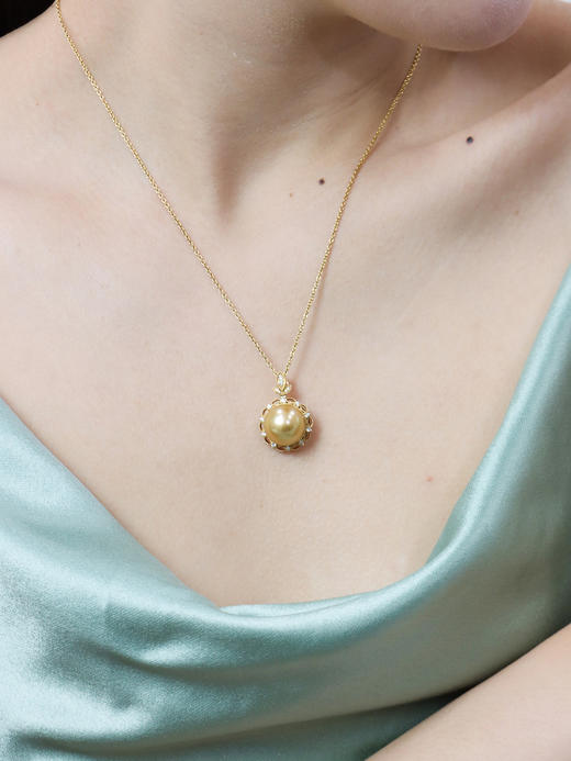 【日本溯源之旅】18k金南洋金珠钻石吊坠12-13mm钻石分数:0.15ct（展会产品拍下后不支持7天无理由退换货） 商品图2