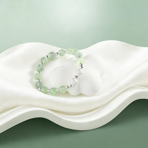 【宏艺珠宝】青岫衔光·足银葡萄石手串 商品图0