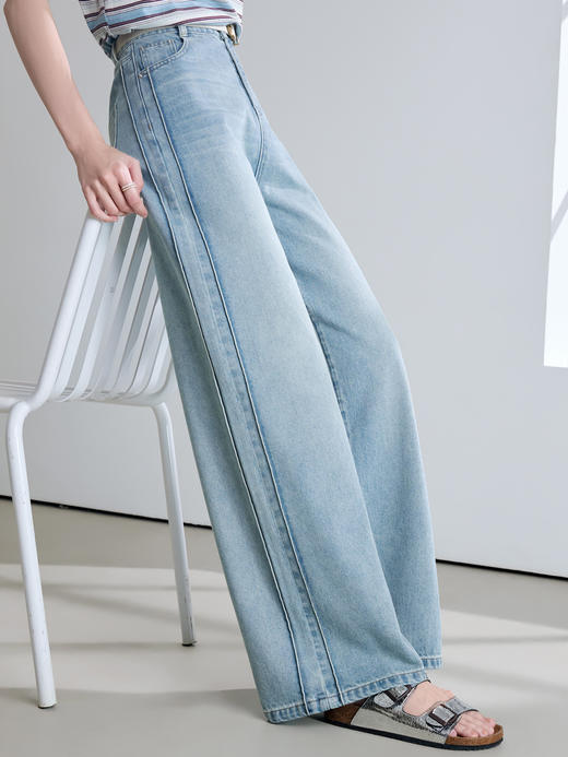 【百图lulu定制】【六好神裤】高含棉量 水洗磨白 垂感足 双拼线 显腿长 牛仔裤 商品图4