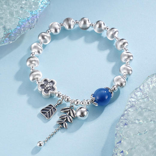 子佩集S925银【蓝海花语】手串【TSB0001-40】纯银手链糖心玛瑙花朵麦穗2509 商品图2