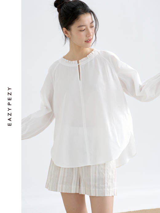 丝棉双宫圆领插肩宫廷衬衫 商品图2