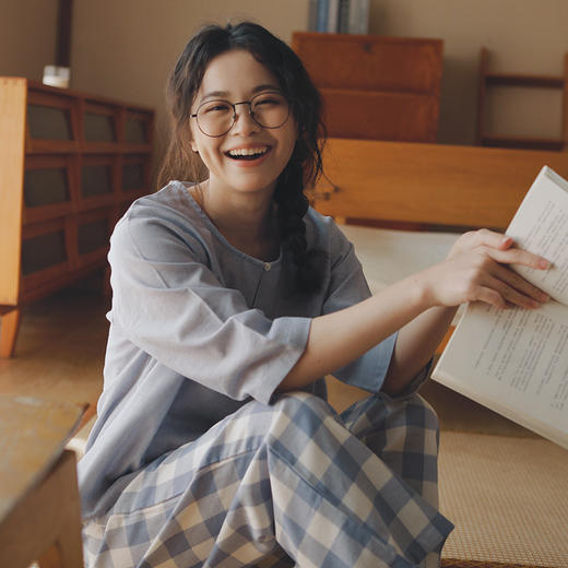 全棉双层纱~七分袖九分裤纯棉女士睡衣春夏季全棉纱布可外穿套头家居服套装 商品图8