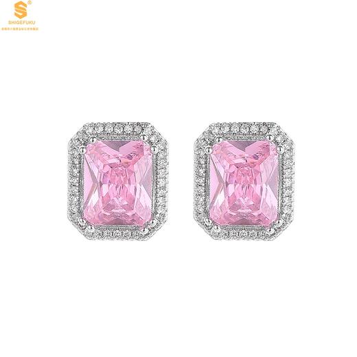 【香港周六福黄金钻石首饰】K铂金CNC彩宝钻石粉色浪漫耳钉 商品图0