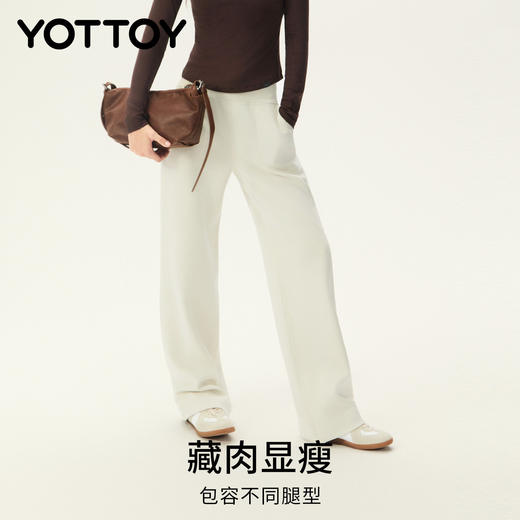 YOTTOY 加绒年糕阔腿裤运动裤直筒高腰瑜伽长裤女宽松休闲裤秋冬 商品图3