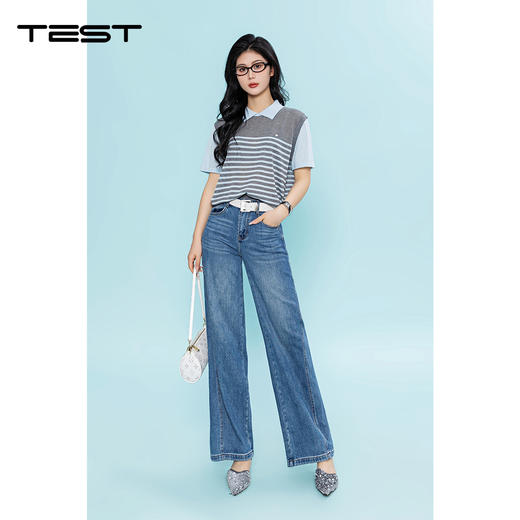 夏上新韩系学院风条纹Polo假两件针织衫1262016 商品图1