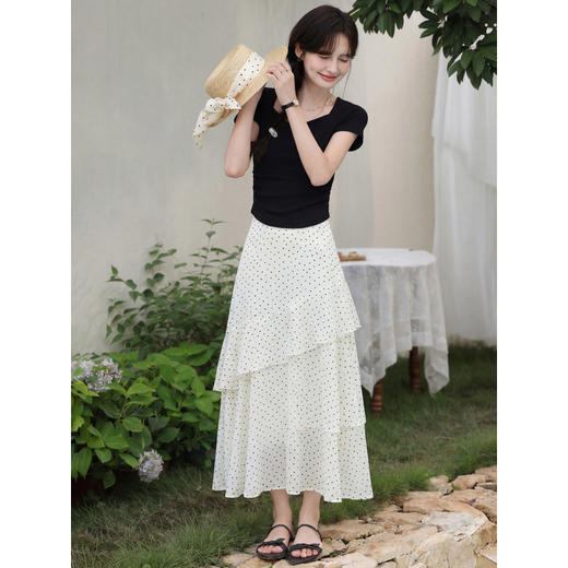 鹿向南【0405/20:00新品前1小时7折限量100件】白色波点半身裙 商品图4