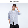 NPC潮牌100%棉美式复古蓝白假两件条纹长袖衬衫男女春季NP61SH19 商品缩略图0