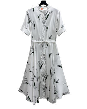 女款印花蝴蝶结连衣裙ba010