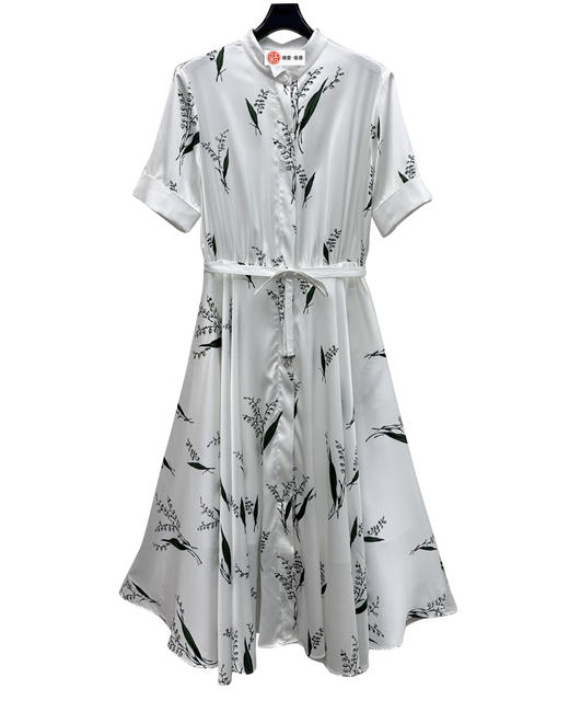 女款印花蝴蝶结连衣裙ba010 商品图0