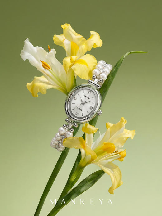 【时尚与优雅并存】Manrey玛芮雅“时空信笺”复古淡水珍珠腕表|淡水珍珠，铜镀金 商品图0