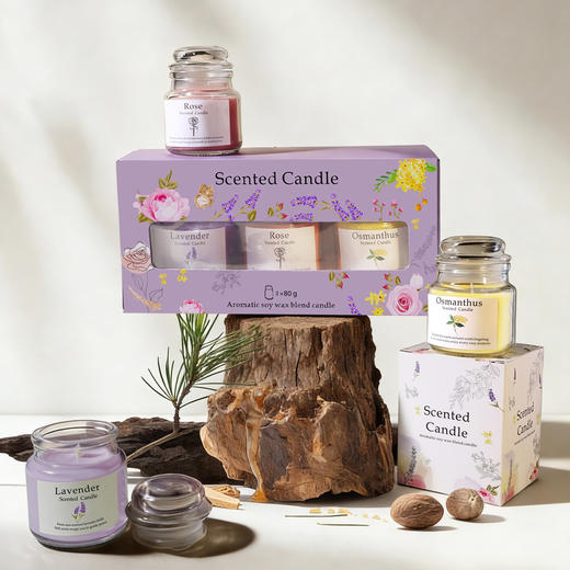 【浪漫香调！无烟燃烧】3色玫瑰桂花薰衣草香薰蜡烛杯蜡香氛蜡烛浪漫伴手礼生日礼物蜡烛。xb 商品图3