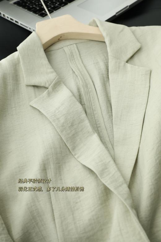 伊*丽含亚麻老钱风中袖西装外套+马甲+西装裤三件套 商品图9