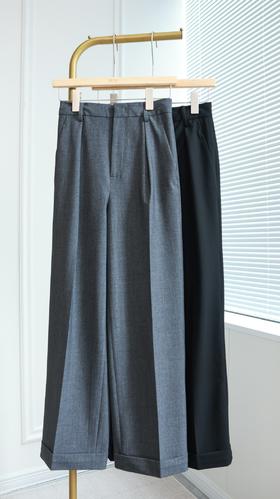 时髦进阶|极简通勤卷边直筒西裤