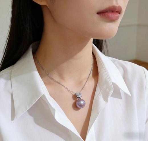 蓝莓紫爱迪生 12-13mm正圆珍珠吊坠 纯银 梦幻显白 [发：18] 商品图0