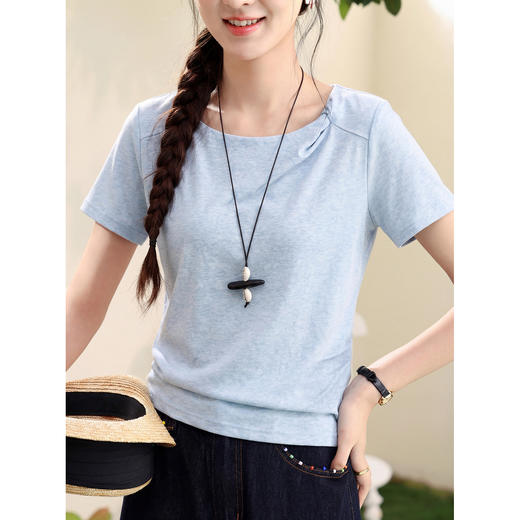 鹿向南【0407/00:00新品前一小时7折限量100件】蓝色T恤 商品图3