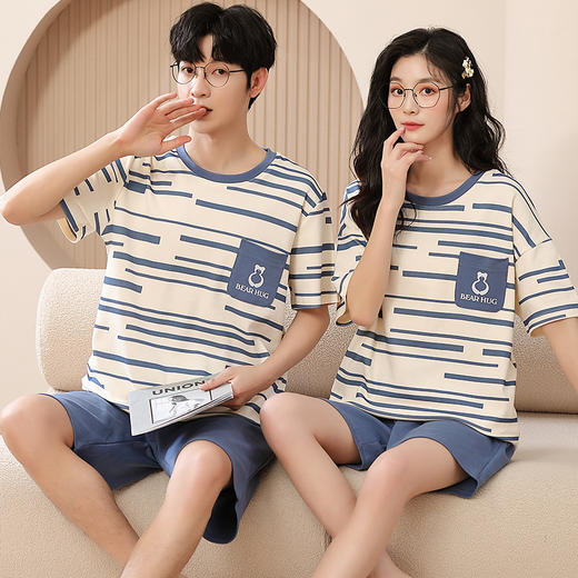 新款新品情侣睡衣夏季棉质短袖薄款大码韩版可爱夏天男士家居服女 商品图4