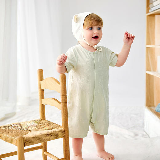 迷你巴拉巴拉婴儿连体衣夏季软糯柔弹亲肤透气动物提花爬服26新品 商品图3