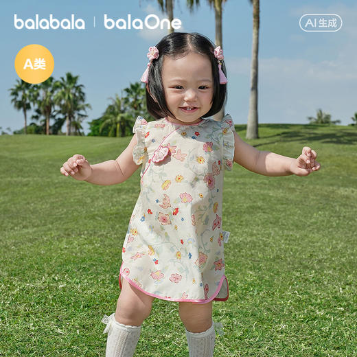 【balaOne】巴拉巴拉宝宝连衣裙婴儿裙子2026新款国风复古甜美萌 商品图2
