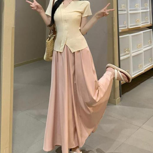 【89元/整套|韩系仙女套装】收腰木耳上衣+飘逸仙女裙裤，温柔显瘦 商品图3