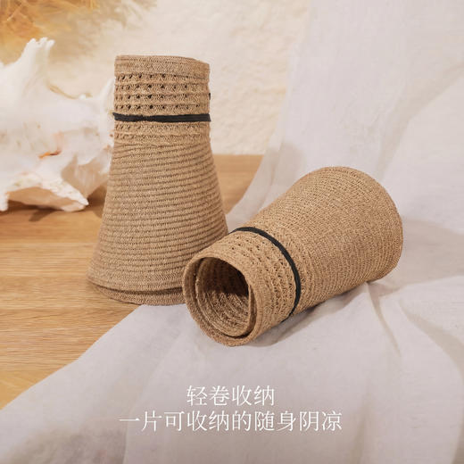 三彩2026新款空顶大帽檐遮阳帽沙滩海边出游夏编织可卷收纳帽子女 商品图1