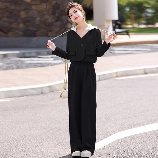 粉色休闲西装套装女春秋气质御姐高级感新款时尚阔腿裤两件套YF9595 商品图1