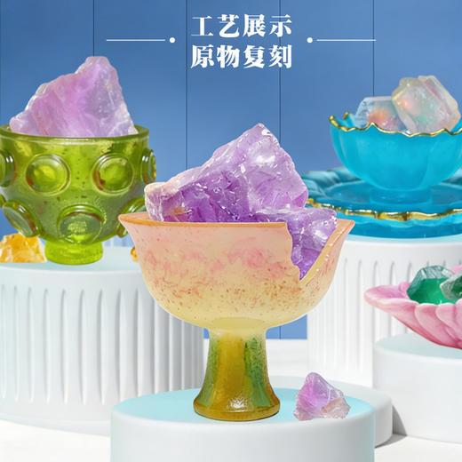 【国宝美物】晶石治愈文创盲盒北魏蓝莲花影青釉里红秘色莲花博物馆考古玩具历史文物宝藏树脂摆件新年礼品 商品图2